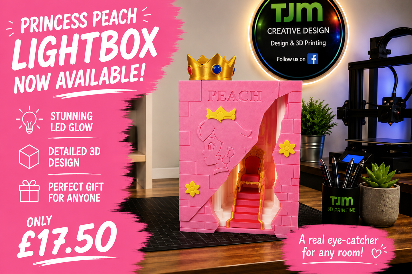Princess Peach Lightbox - Broken Brick Design