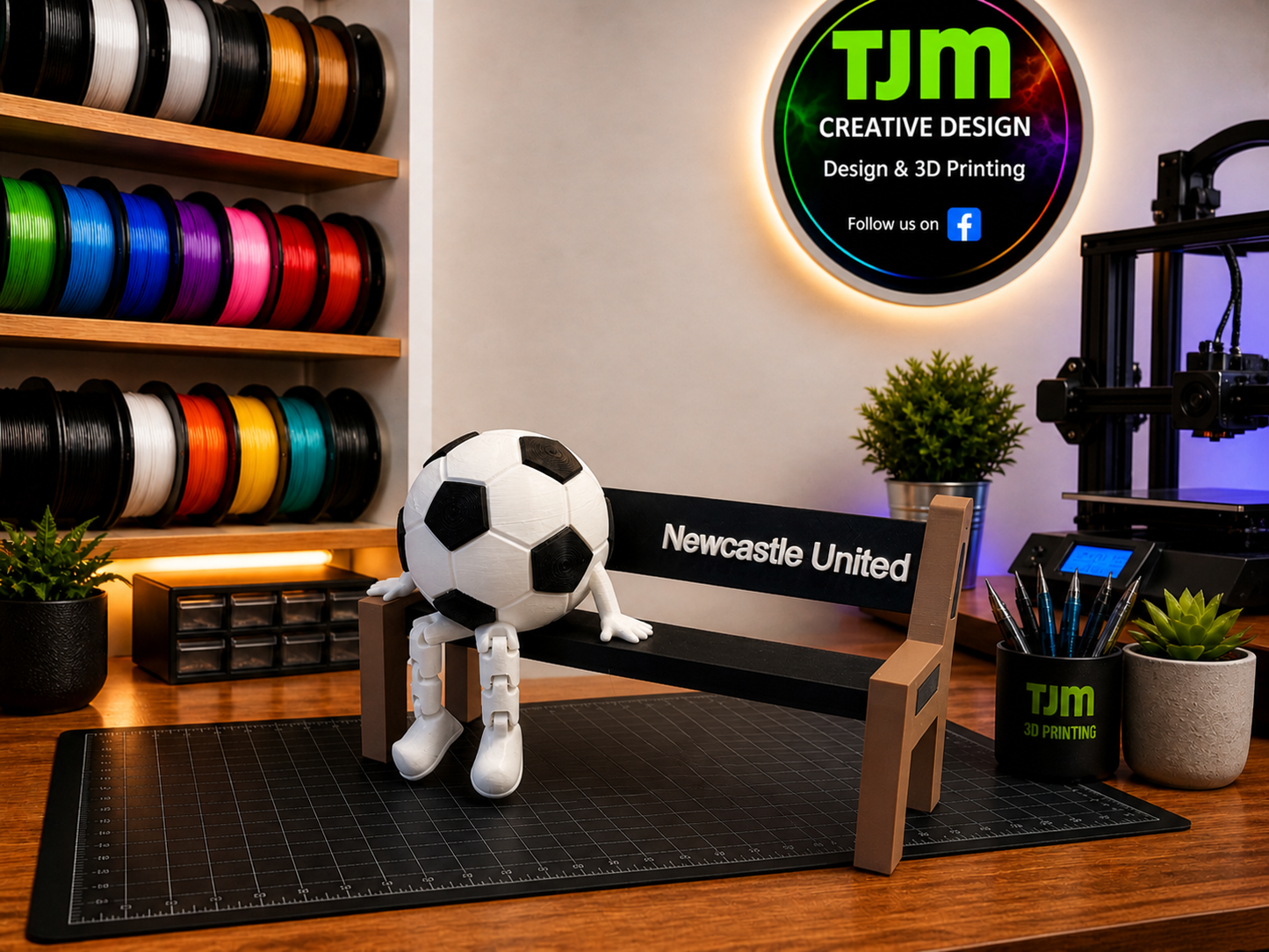 3D Printed Football Bench & Football – Personalised Football Gift