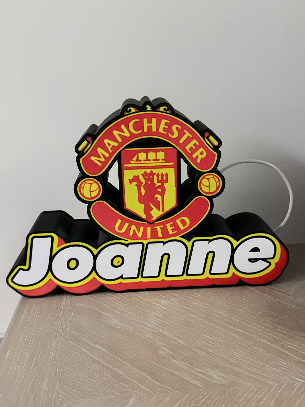 Custom 3D printed Manchester United lightbox by TJM Creative Design